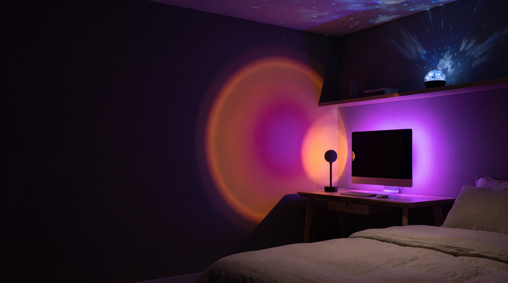 Room Kit glowing in a dark room
